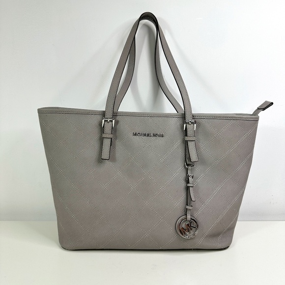 Michael Kors Handbags - Michael Kors Jet Set Travel Quilted Saffiano Tote Bag Gray